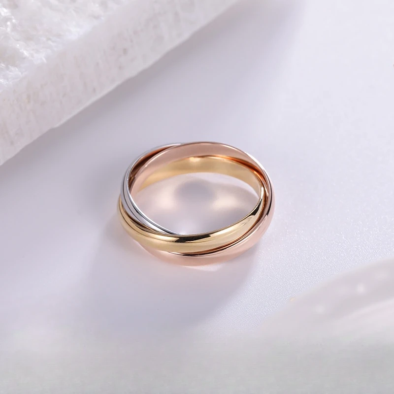 Кольцо из стерлингового серебра розовое золото выбор трех цветов