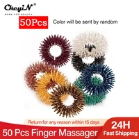 50pcslot stainless steel finger massage ring chinese acupuncture ring therapy relax hand blood circulation pain fatigue relief