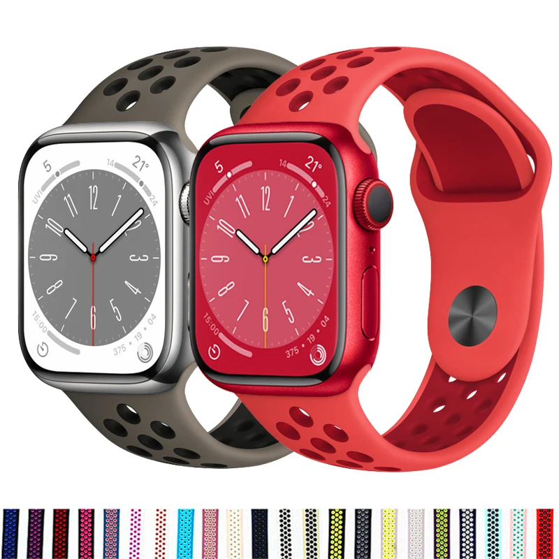 

Silicone Strap For Apple Watch Ultra band 49mm 44mm 45mm 41mm 40mm 42mm 38mm 44 45 mm Bracelet iWatch series 7 3 4 5 6 se 8 Band