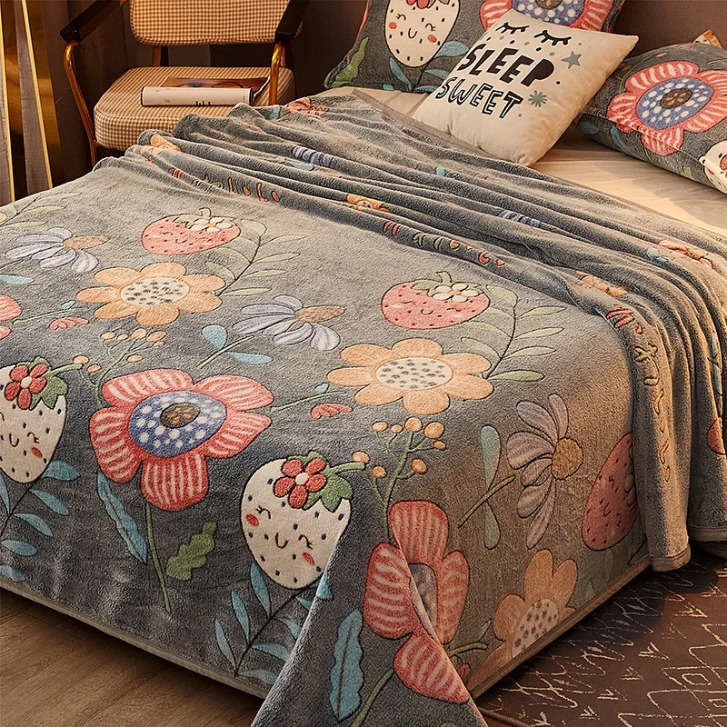 

Fleece Thicken Blanket Winter Flannel Warm Bed Adult Luxury Comfy Soft Fluffy Blanket Sofa Mantas De Cama Home Textile DG50TZ
