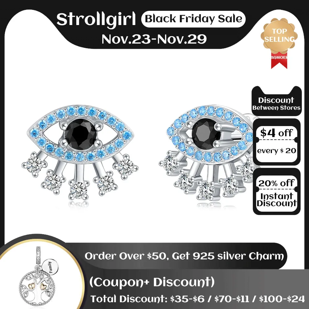 

925 Sterling Silver Evil Eye Stud Earrings Shiny Cubic Zirconia Jewelry Christmas Birthday Gifts for Women Teen Girls Friends
