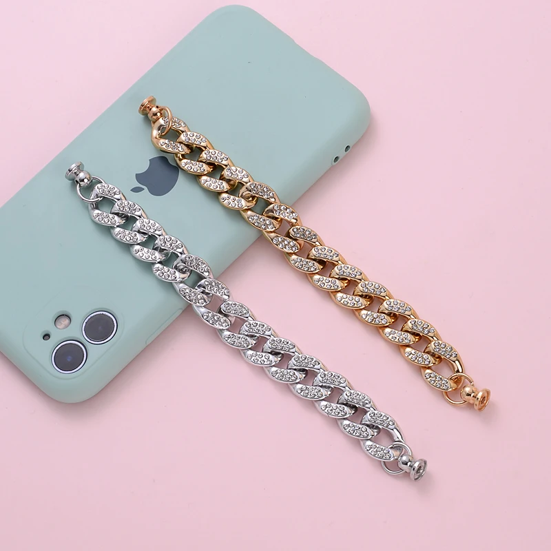 New Charms Lady Women TelePhone Chains Strap Jewelry Gold Silver Colors Acrylic Mobile Phone Chain DIY Handmade Accessories