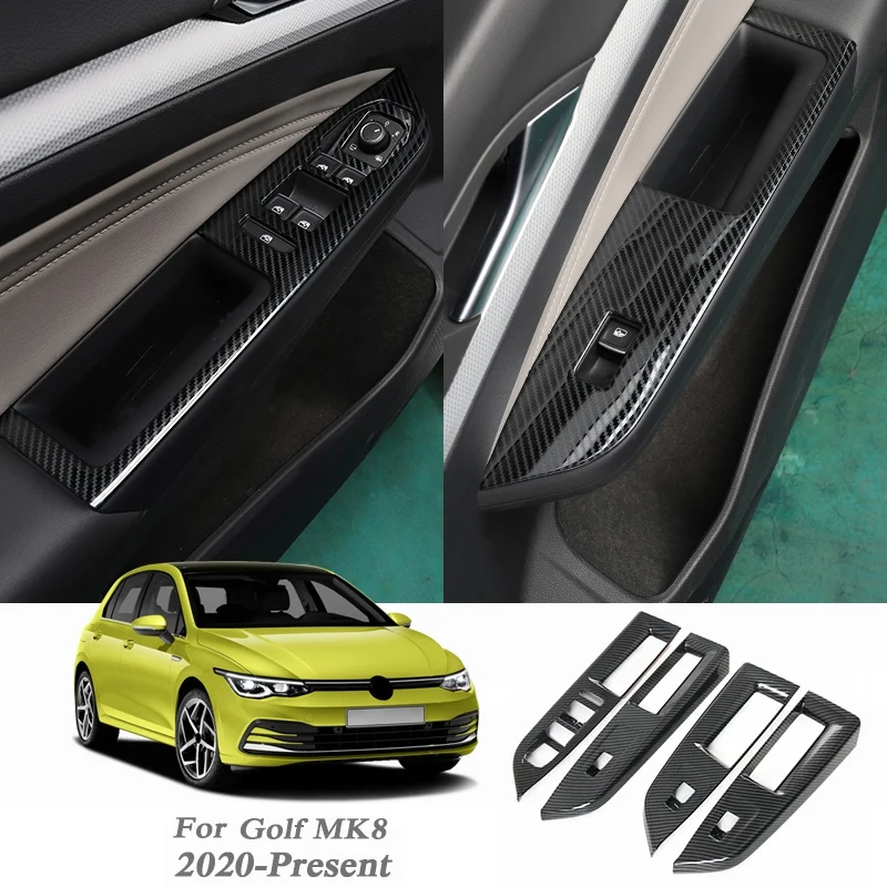 

Car Carbon Fiber Window Glass Lift Button Trim Switch Cover Door Armrest Panel For Golf 8 MK8 2020 2021 Car Styling