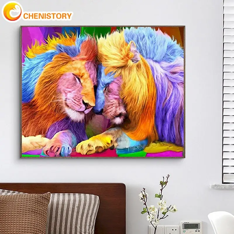 

CHENISTORY Paint By Number Color Lion Animal Kits Diy Home Decor Painting By Numbers Drawing On Canvas Handpainted Art Gift