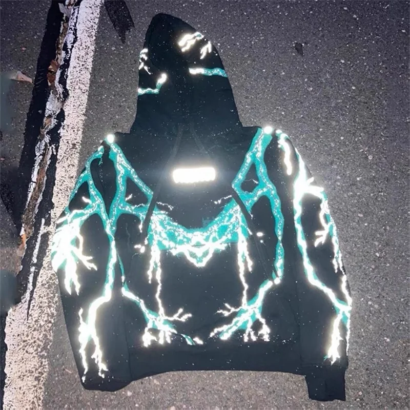 

Missing High Quality Reflective Since Thursday Lightning Fashion Hoodie Men 1:1 Heavy Fabric Women Pullover Oversize Sweatshirts