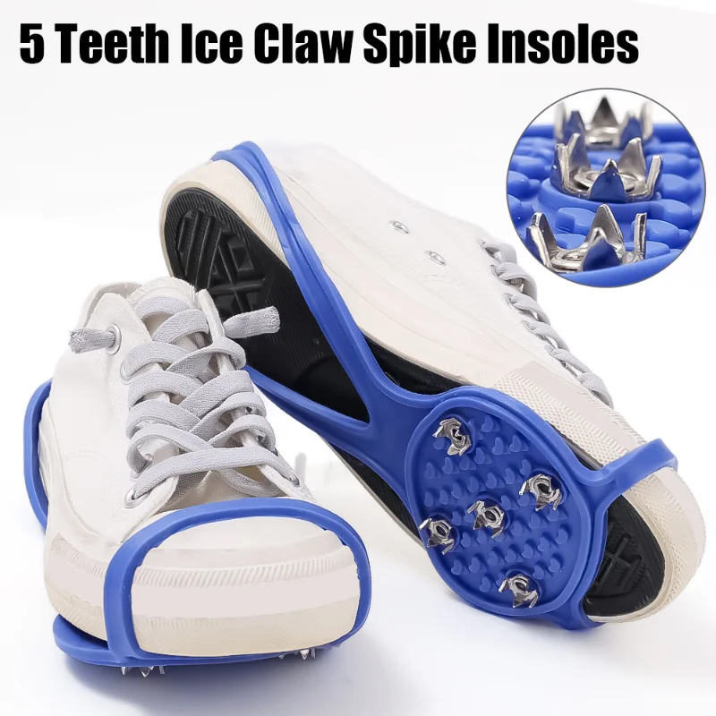 

5 Teeth Ice Gripper Ice Claw Shoe Cover Spike Insoles Winter Anti-slip Snow Cleats Outdoor Climbing Hiking Crampons Shoes Studs