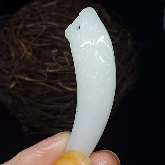Натуральный белый нефритовый зуб волка Jandmade Idol подвеска амулет ожерельлье