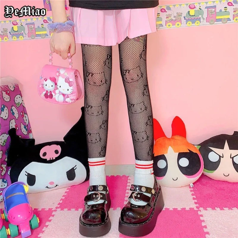 Дышащие колготки в стиле панк полупрозрачные Лолита Китти уличная одежда Y2K