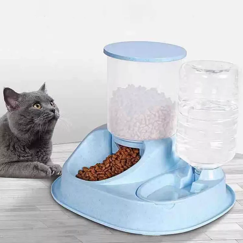 

NEW NEW 4L Large Capacity Dual-use Automatic Pet cats Feeder with Water Dispenser dogs Dog Food Bowl Cat Drinking for Supplies p