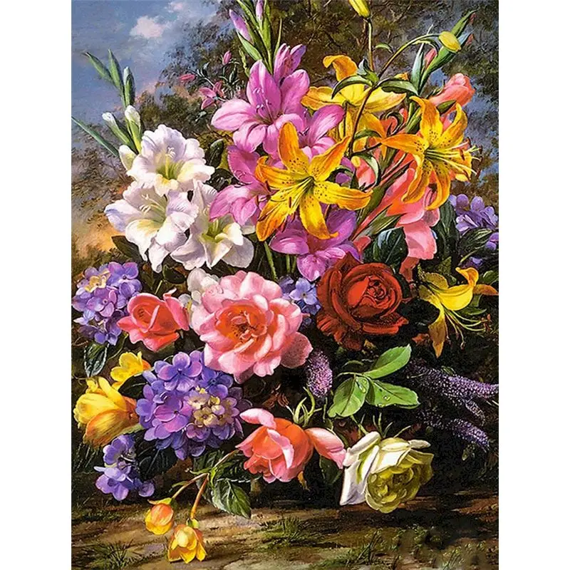 

GATYZTORY Diamond Painting Flowers Landscape 5D DIY Diamond Embroidery Kits Abstract Pictures Of Rhinestones Mosaic Decortion
