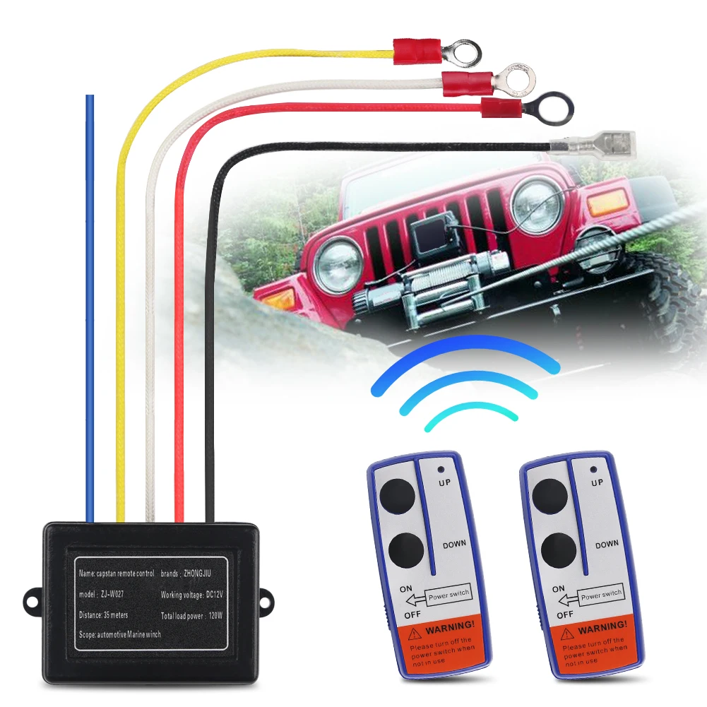 

3Psc/Set Recovery Winch Crane Wireless Winch Dual Remote Control 12V 250A Handset Switch Controller 50M For Car Jeep SUV