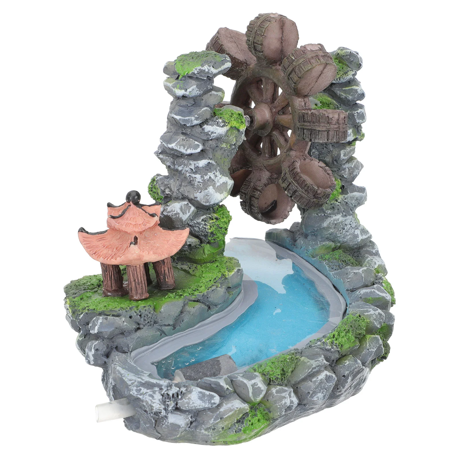 

Aquarium Ornament Tank Fish Mountain Resin Decor Decoration Landscaping Stonewaterwheel Freshwater Hideout Ship View Cave