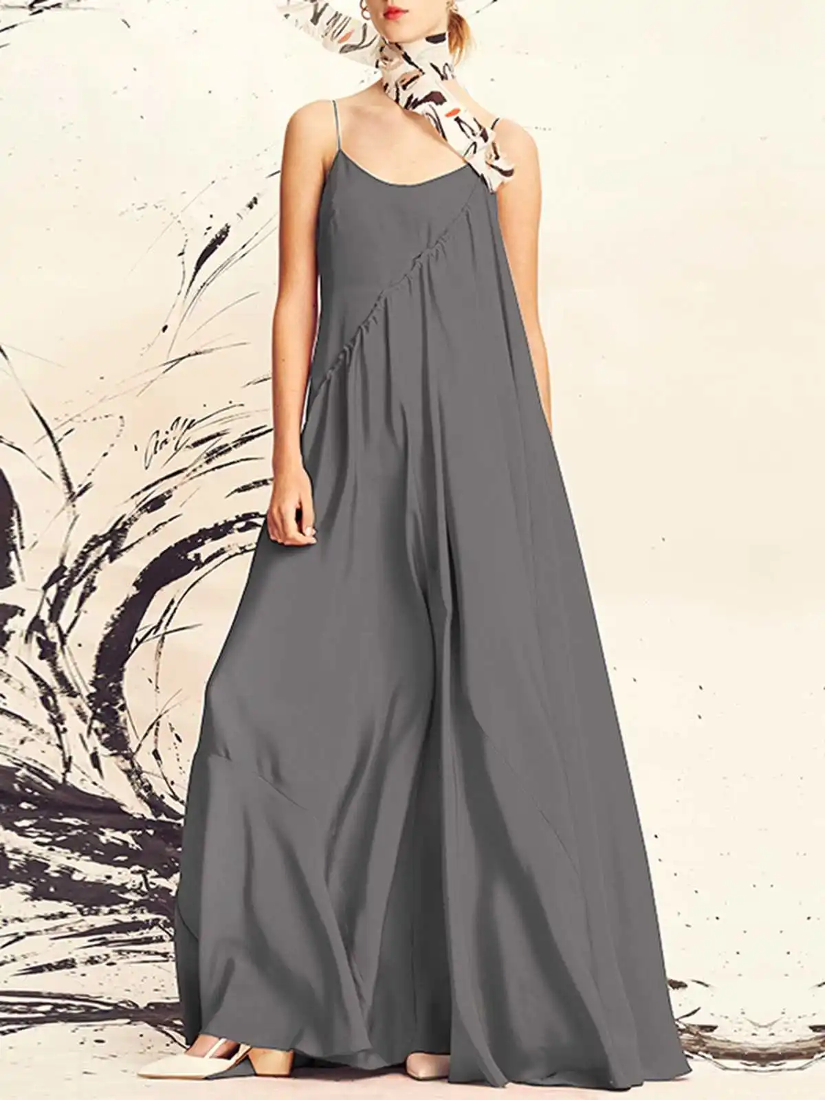 

2023 VONDA богемное длинное модное женское летнее пикантное на бретельках без рукавов повседневное свободное пляжное макси-платье с V-образным вырезом