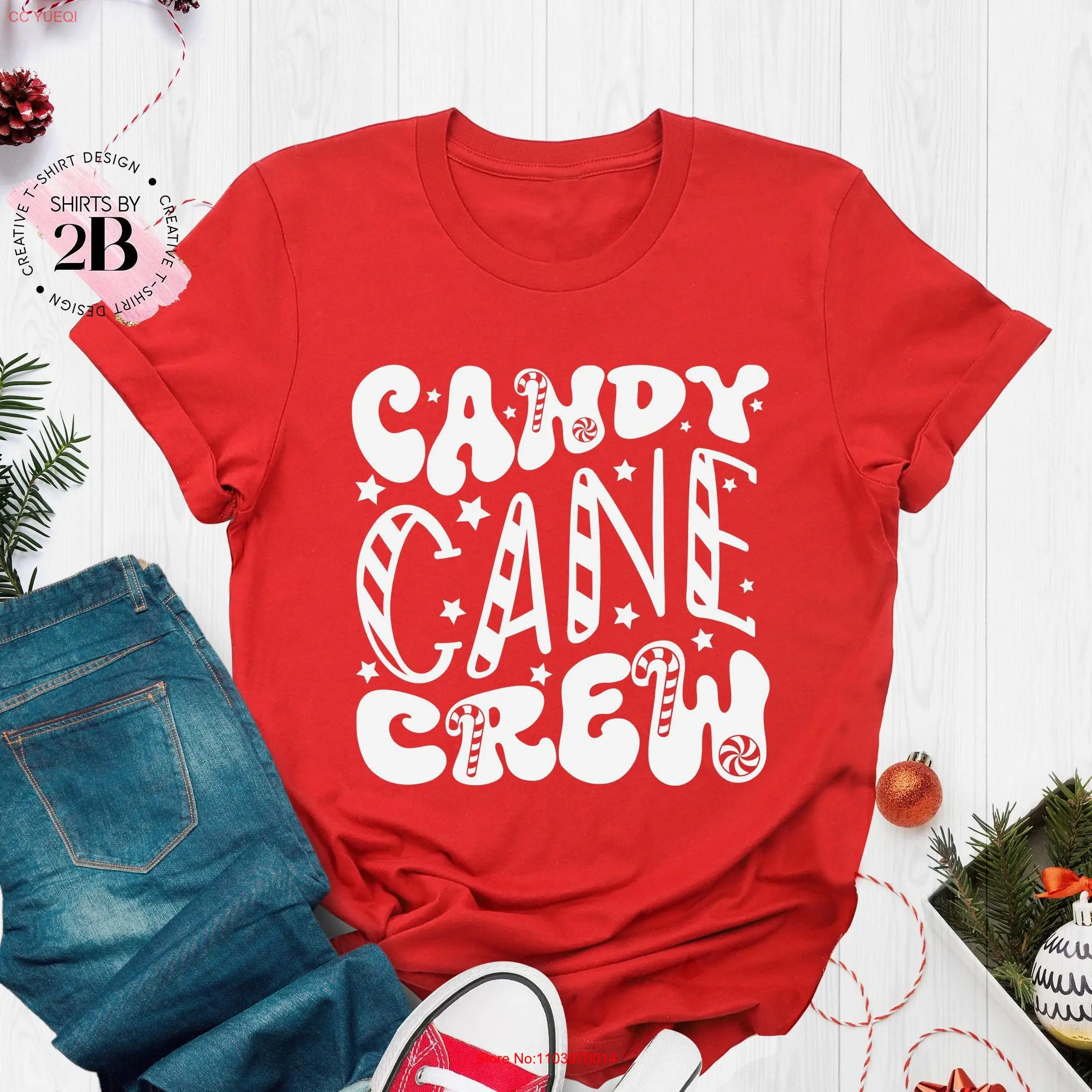 Candy Cane Crew T Shirt Christmas Groovy Squad Season Matching long or short sleeves