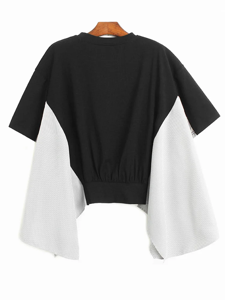 

Женская Асимметричная плиссированная футболка, серая футболка большого размера с круглым вырезом и коротким рукавом, весна-осень 2023, M553