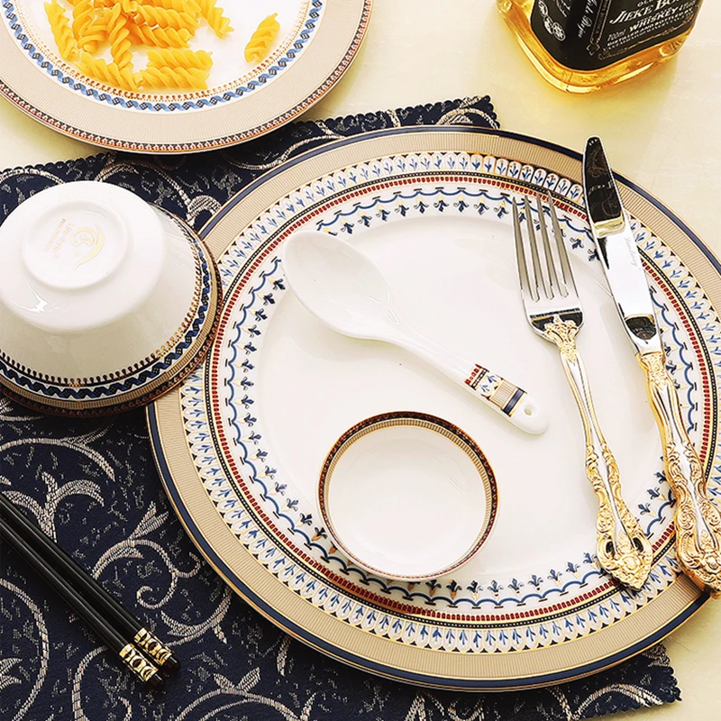

European Wedding Birthday Plate Set Luxury Ceramic Japanese Sushi Pasta Dessert Plate Decoration Pratos De Jantar Dinner Plates