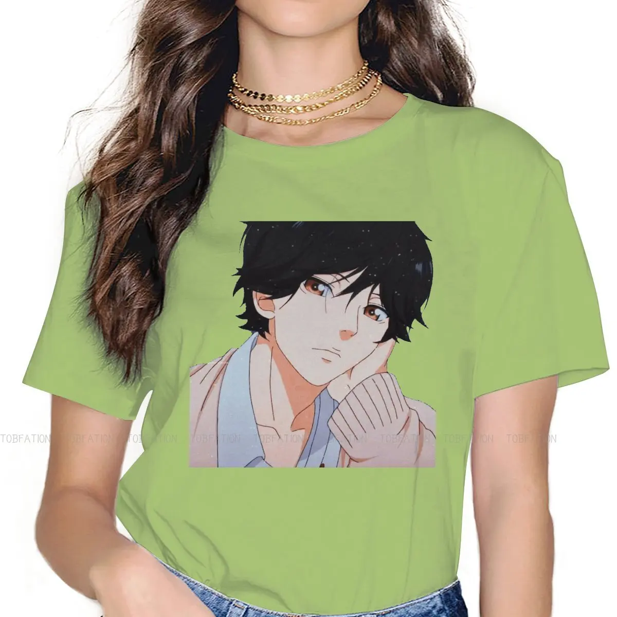 

Look O Neck TShirt Ao Haru Ride Japanese Campus Love Anime Pure Cotton Basic T Shirt Woman's Clothes Fluffy Big Sale