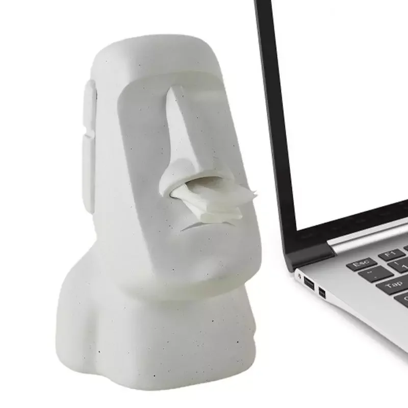 

NEW2023 Easter Tissue Box Holder Easter Island Moai Sculpture Tissue Box Creative Face Tissue Case Organizer Dispenser For Car H