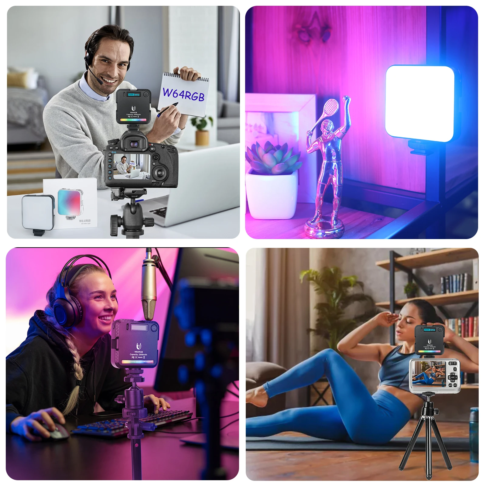 Светодиодный RGB-светильник W64 2500K-9000K с регулируемой яркостью 20 эффектов