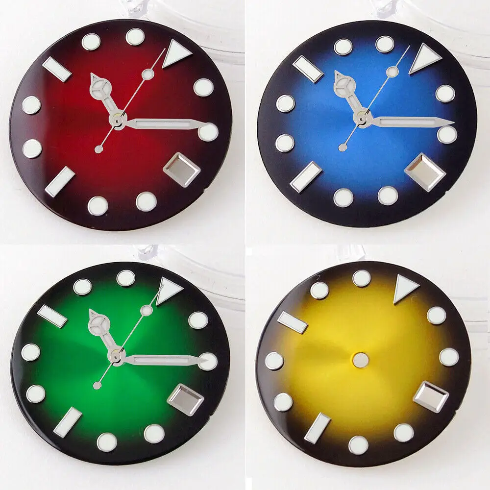 29 мм синий красный желтый зеленый черный с градиентом циферблата подходит для