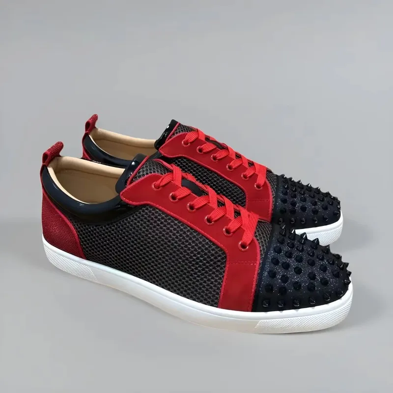 Роскошные брендовые низкие кеды с белой подошвой и красной для мужчин кроссовки