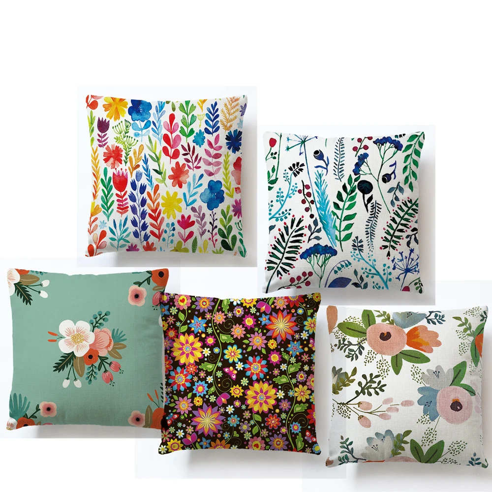

Decorative Throw Pillow Case Cover Plain Floral Plant Cushion Cover For Sofa Home Car Capa De Almofadas 45x45cm