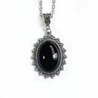 new hot selling simple retro classic water drop black gemstone pendant necklace necklace for women