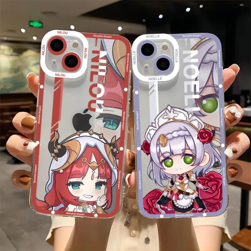 

Genshin Impact Noelle Phone Case Telefoon For IPhone 14ProMax 13 14 12 11 Pro Max Mini Transparent Fundas Soft Cover