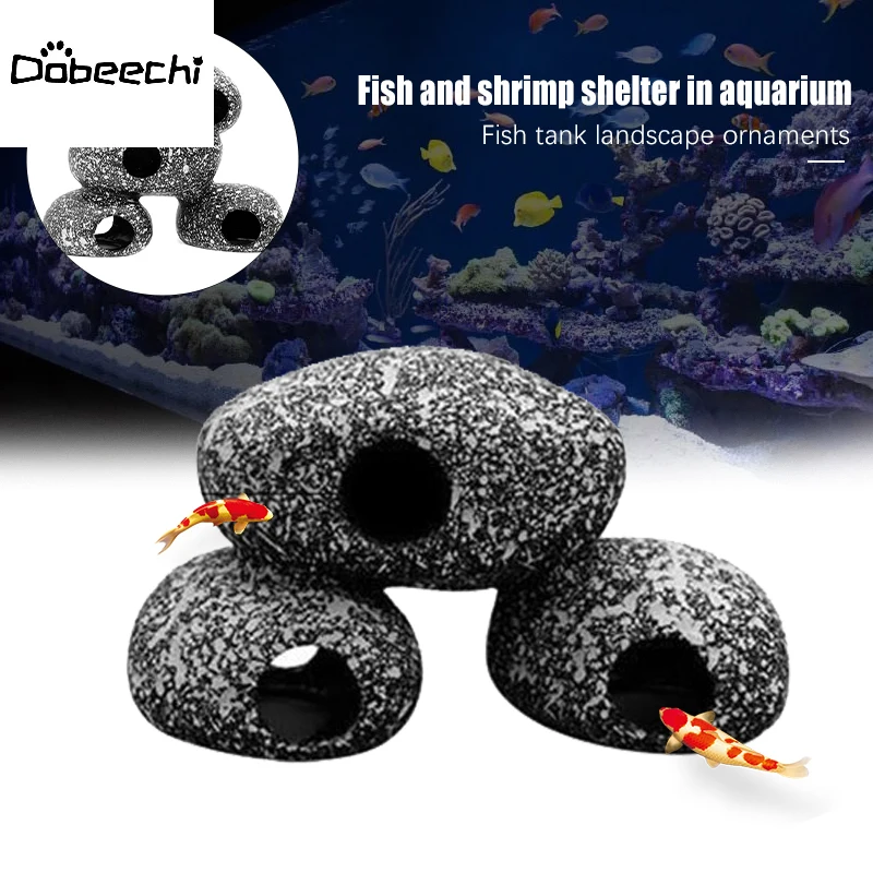

Dobeechi Fish And Shrimp Farming Marble Ceramic Rock Cichlid Stone Shelter Cave Fish Tank Pond Decoration Aquarium Landscape