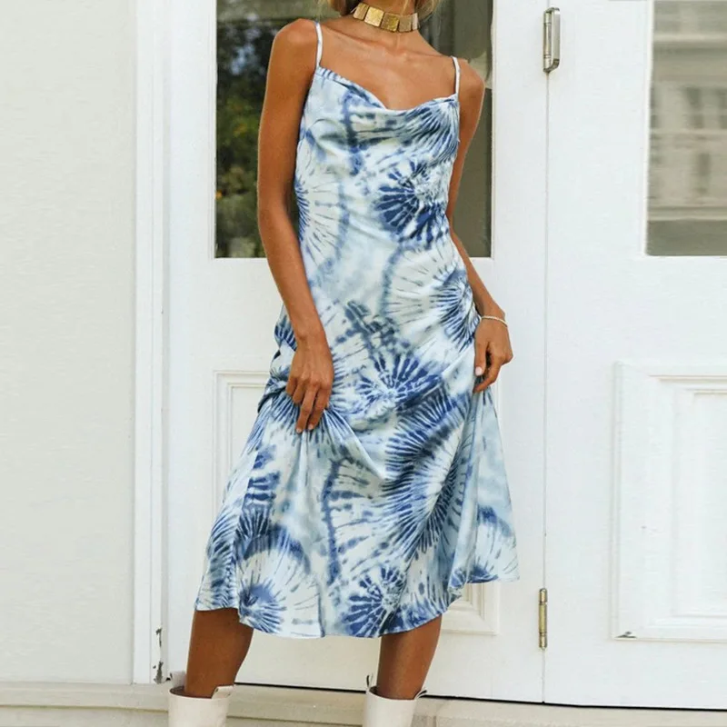 

2023 Spring/Summer New Sexy Fashion Suspenders Backless Print Dress