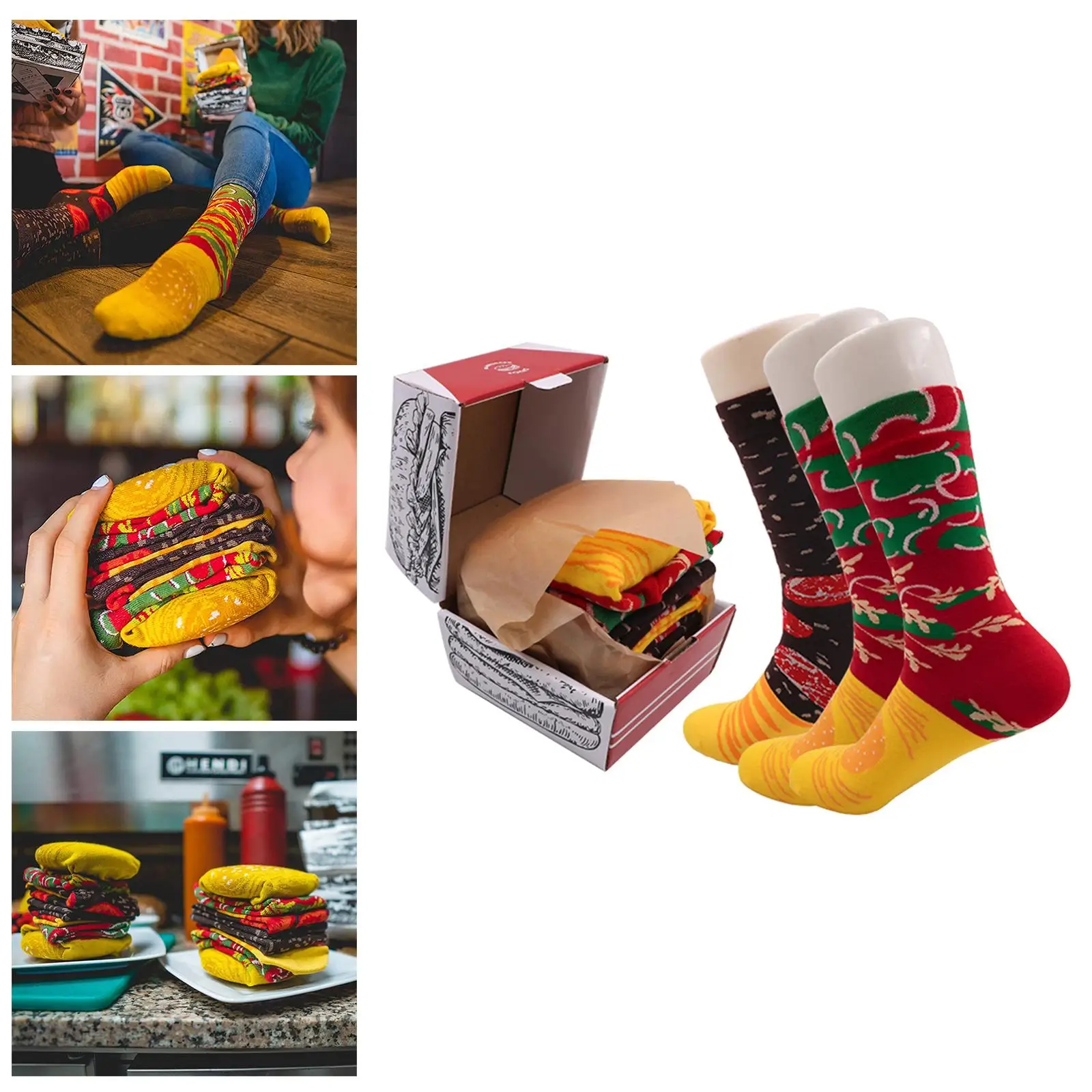 

3 Pairs of Men Women Socks Dress Up Party 1 Size Funny Cotton Casual Cute