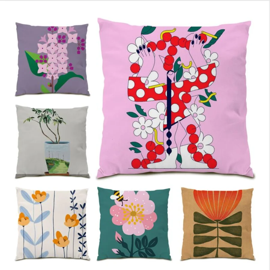 

Pillow Cover Oil Painting Throw Pillow Covers Flowers Decoration Home 45x45 Sofa Living Room Decoration Beautiful Art Bed E0464