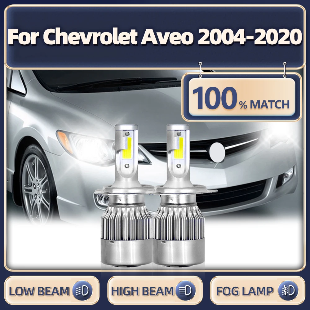 

Светодиодные фары Canbus, лампы 120 лм 6000 Вт, турбоосвещение для автомобиля 2004 K, автомобильная лампа для Chevrolet Aveo 2016-2015 2017 2018 2019 2020