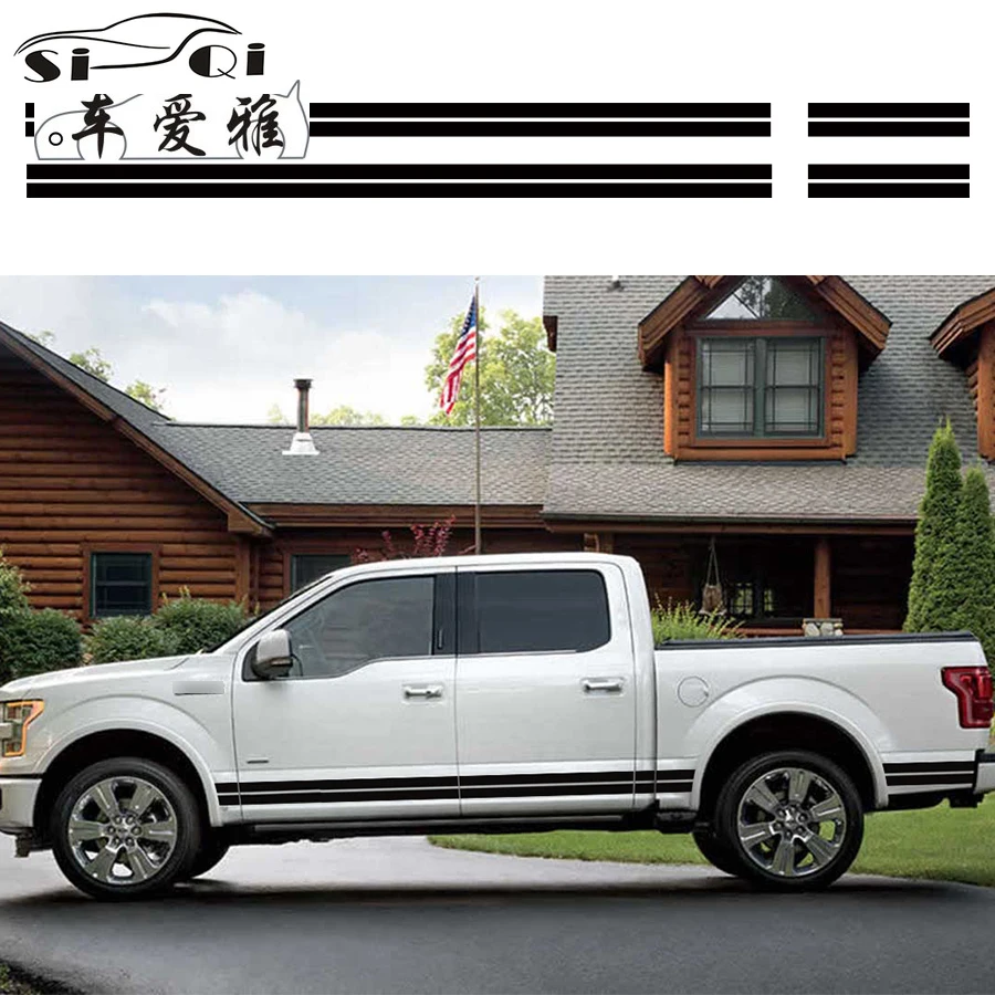 

Car Decals Side Door Stripe Gradient Graphic Vinyl Car Sticker Fit For Ford F150 Super Crew 5 1/2 Box