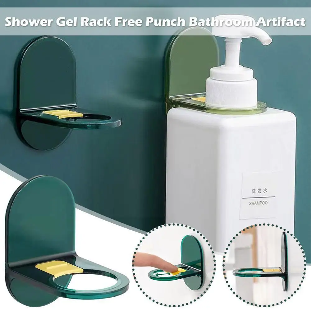 

Wall Mounted Self-Adhesive Shampoo Bottle Shelf Liquid Hook Bathroom Shelves Gel Holder Soap Accessories Organizer Hanger S Z6C4