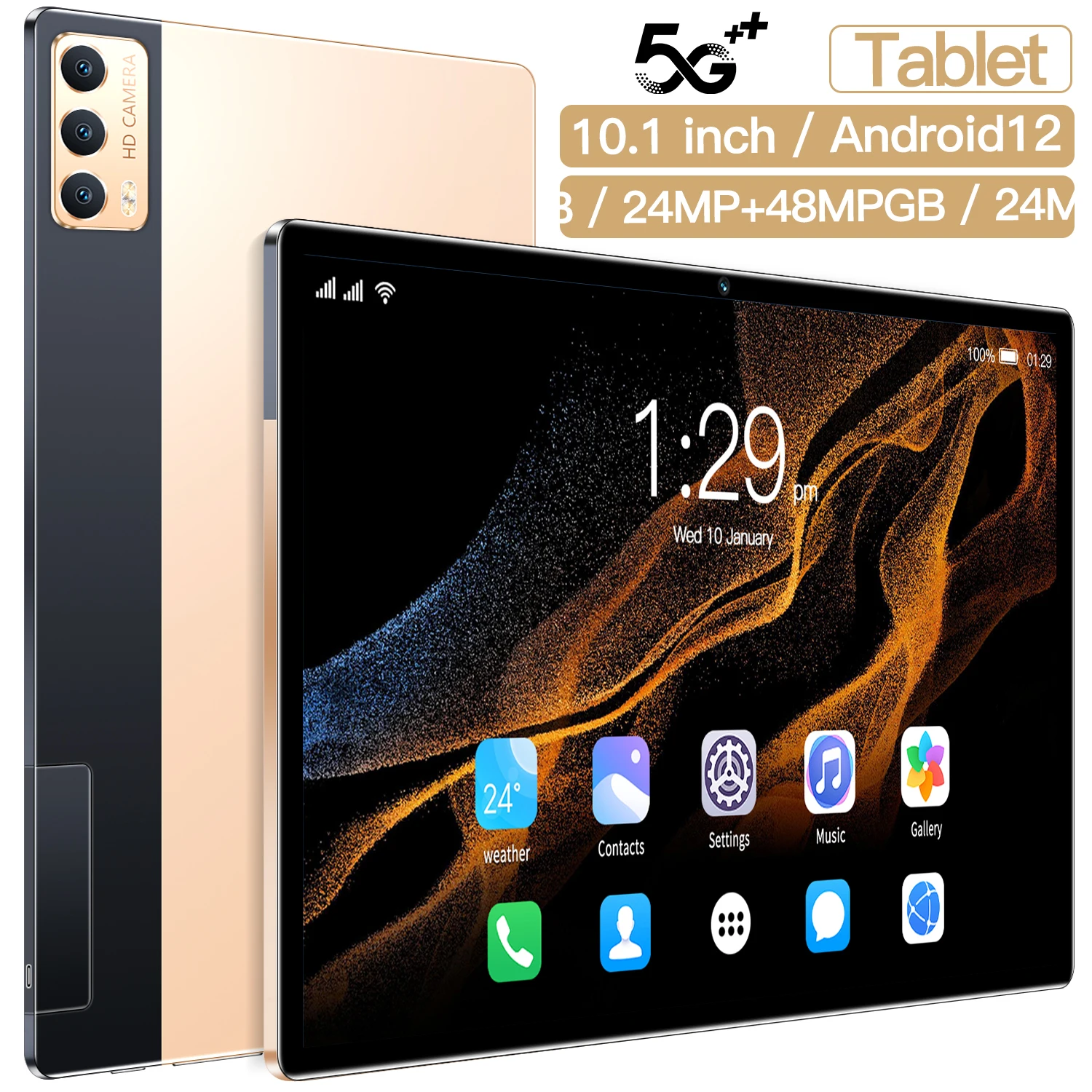

New Tablet PC 10.1 Inch Android 12.0 Tablet PC 6G+128GB WiFi Global Version Dual SIM Card Tablet 5G Call Phone Tablet for Gifts