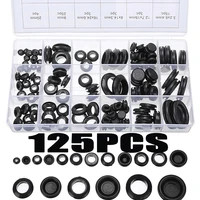 125pcs boxed fireproof rubber gasket combination black plastic rubber flat washer plane spacer insulation gasket ring for screw