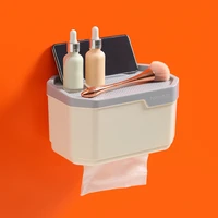 punch free wall mount bathroom tissue storage box home supplies phone rack case toilet paper holder waterproof shelf organizer