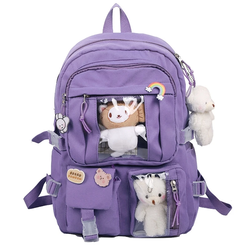 

Large Capacity Backpack Multi-Pocket Nylon Bookbag for Student Teenagers Female Girls Casual Laptop School Bag