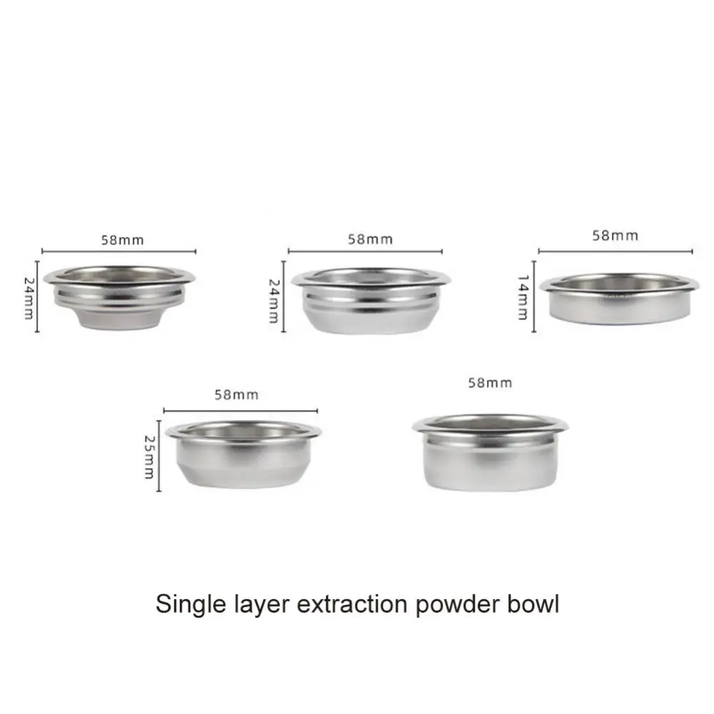 

Food Safety Grade Strainer Stainless Steel Single Layer Coffee Filter Portable Coffee Powder Bowl Wholesale 51mm Filter Bowl
