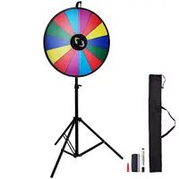 VEVOR 24 Inch Tabletop Color Prize Wheel with Folding Tripod Floor Stand 14 Slots Dry Erase for Win Fortune Spinning Stand Game