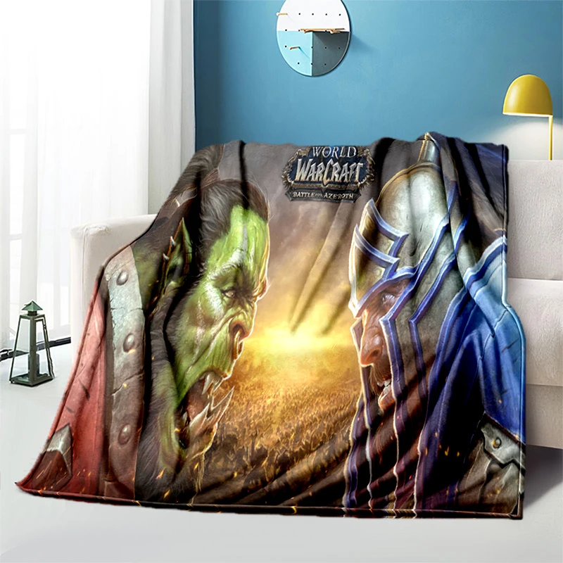 

oversized manta sofa bed cover soft and hairy blanket plaid World of Warcraft Pattern Soft Warm Flannel Throw Blankets Fans gift