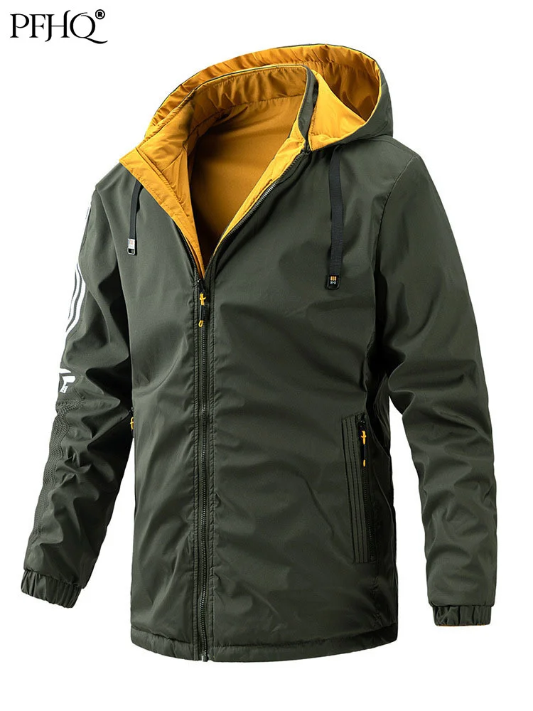 

PFHQ 2023 Fashion Double Sided Outdoor Jacket Mens Spring Autumn New Hoodies Streetwear Casual Cotton Coat Cool Clothing 21Q1790