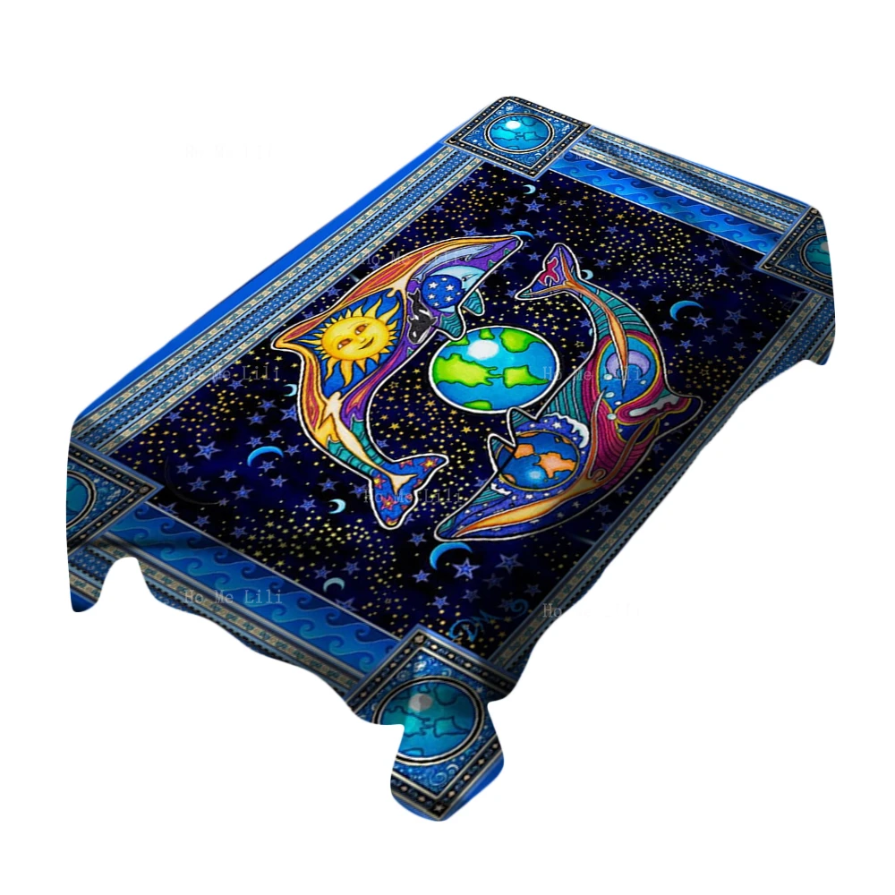 

Dolphin Celestial Night Day Rainbow Bear West Coast Aboriginal Art Animal Spirits Tablecloth By Ho Me Lili For Tabletop Decor