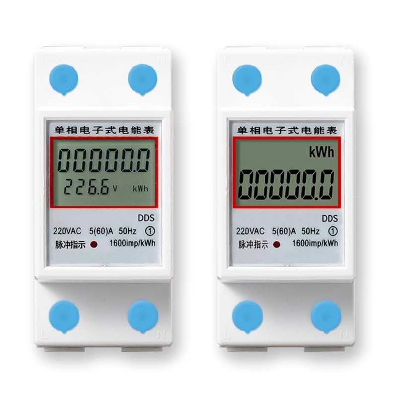 

Digital Single Phase Din Rail Electricity Power Consumption Energy Meter 220V