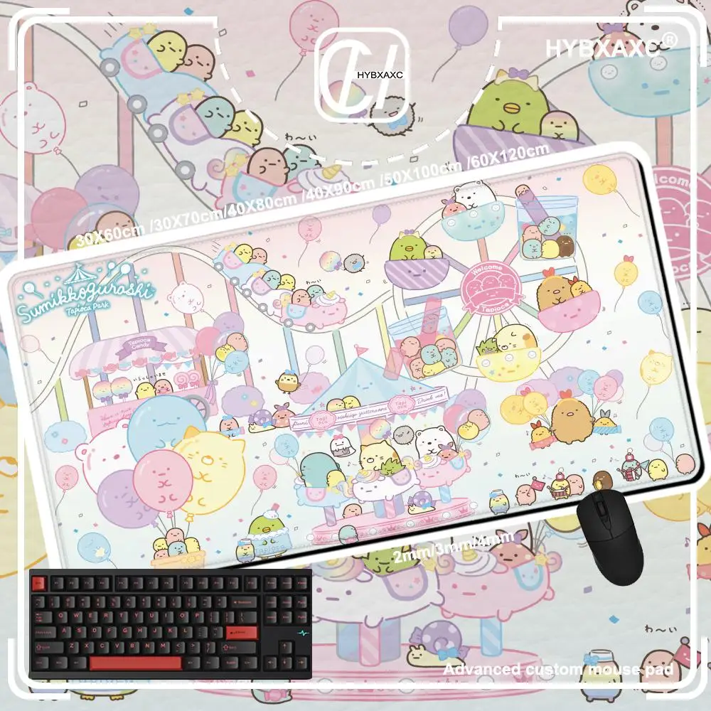 Cute Sumikko Gurashi Animal Pink Sakura Cat Kitty XXL Large Anime Game Mouse Pad Non-slip Keyboard Desk Mat Mousepad