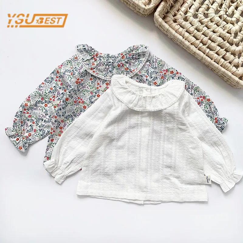 

Spring Kids Baby Girls Printing Shirt For Girls Shirt Kids Baby Girl Long Sleeve Pure Color Shirt Baby Girls Children's Clothes