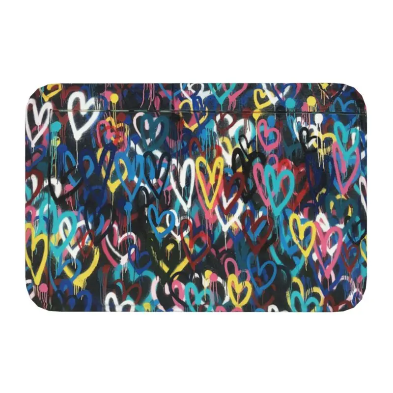 

Banksy Heart Graffiti Art Floor Door Kitchen Bath Mat Anti-Slip Indoor Doormat Toilet Entrance Rug Living Room Footpad Carpet