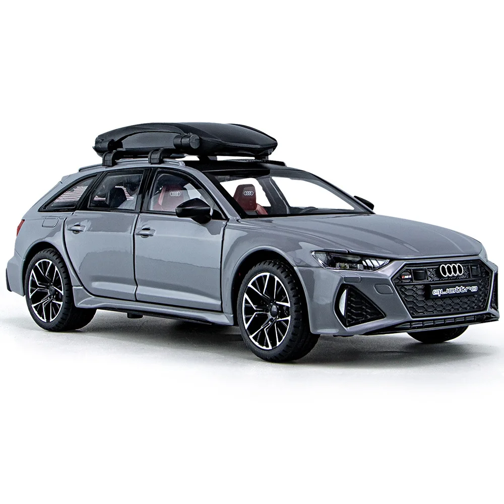 

1:24 Scale Diecast Audis RS6 Quattro Sport Car Metal Model With Light And Sound Vehicle Alloy Toy Collection For Boys Gift