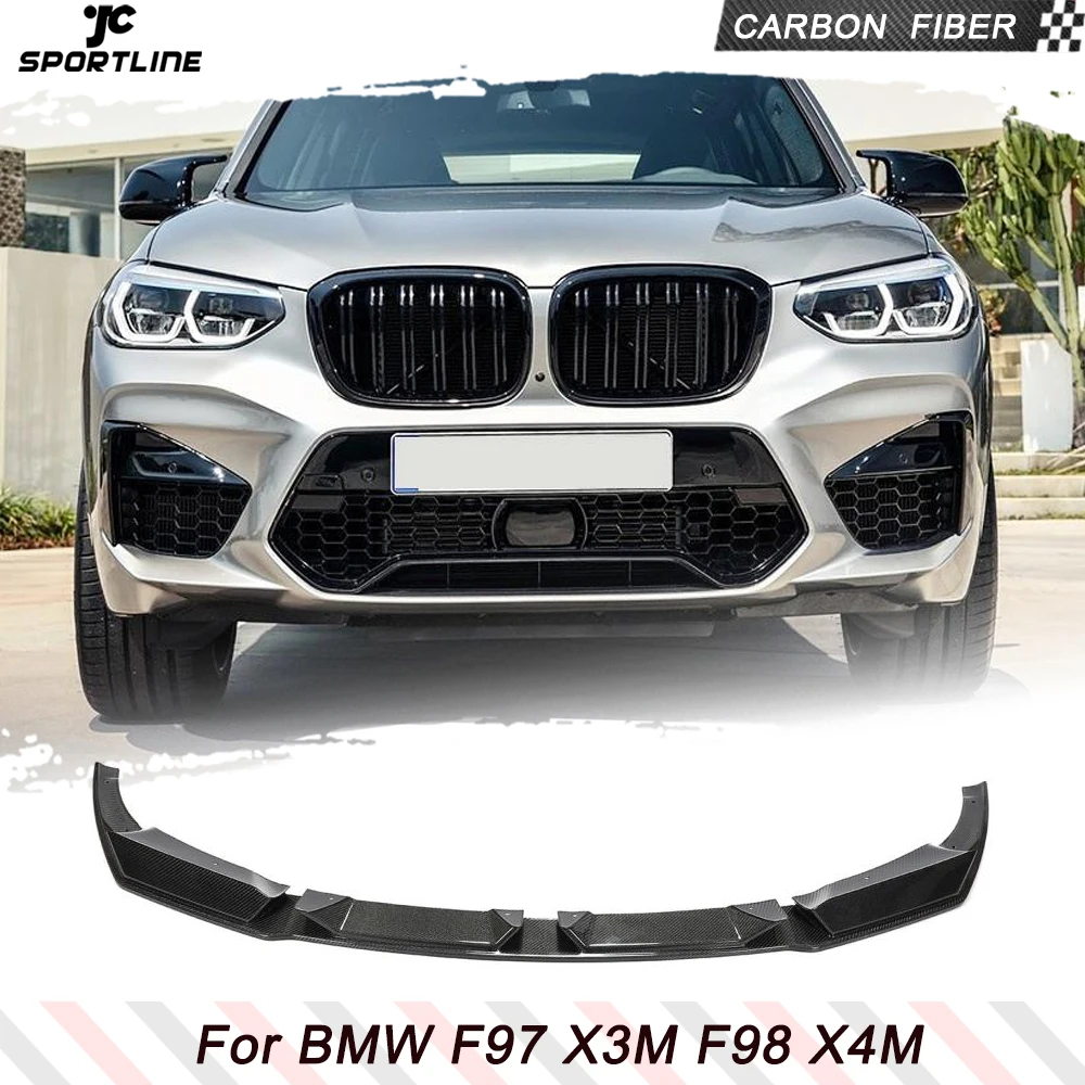 

Разветвители для переднего бампера из углеродного волокна для BMW X3M X4M F97 F98 LCI 2019-2022, передний бампер для автомобиля, спойлер для подбородка, разветвители, защита